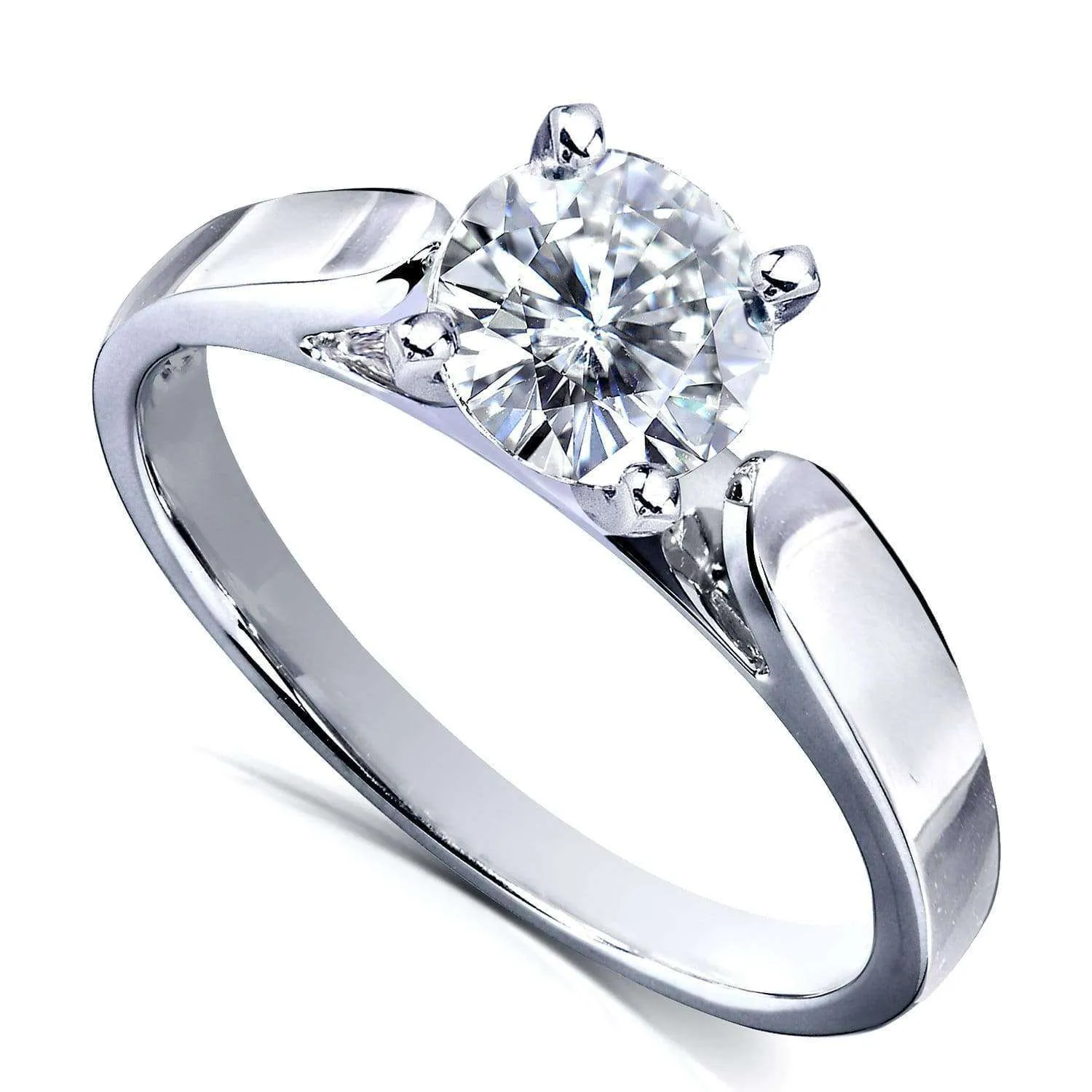 1 Carat Round Moissanite Simple Solitaire Ring