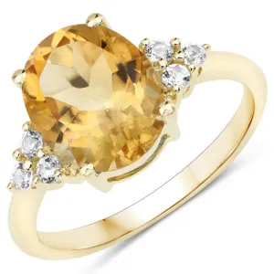 10K Yellow Gold 3.04ct Citrine and White Topaz Ring