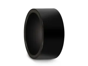 10mm Black Tungsten Wedding Band High Polish And Flat Edges