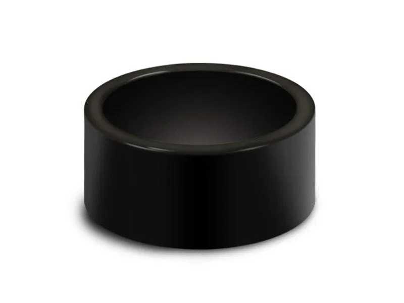 10mm Black Tungsten Wedding Band High Polish And Flat Edges