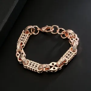 11mm Rose Gold Filled Stars and Bars Bracelet 8.5/9 Inch