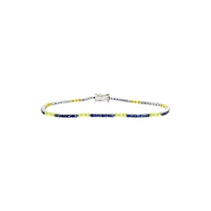 14 Karat Yellow Gold Tennis Bracelet with Blue Sapphires