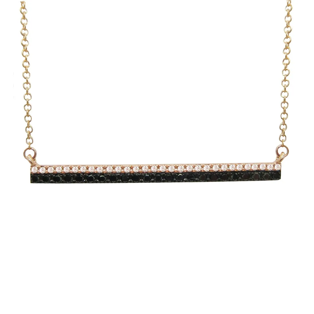 14K GOLD BLACK AND WHITE DIAMOND BAR NECKLACE