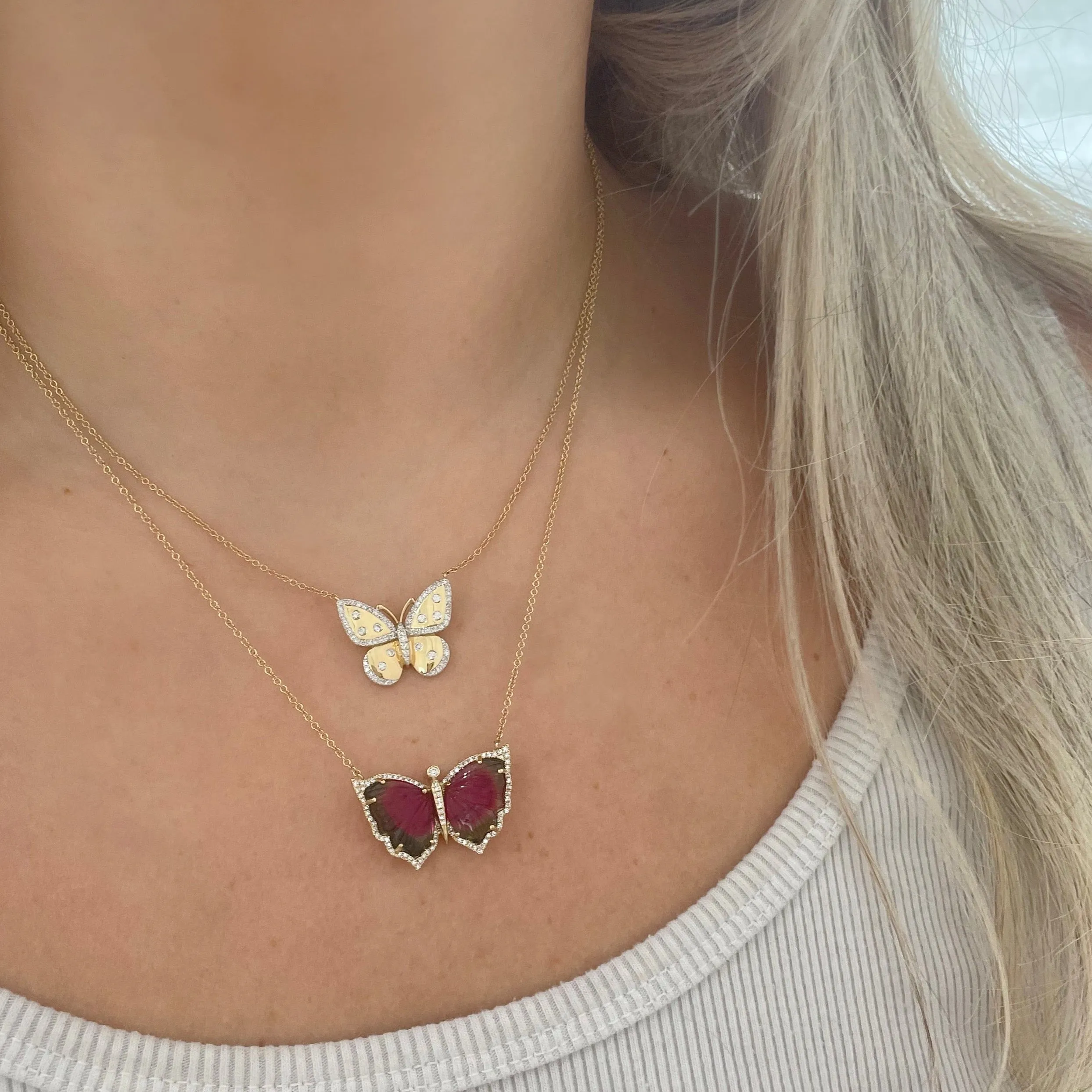 14K GOLD DIAMOND ANNIE BUTTERFLY NECKLACE