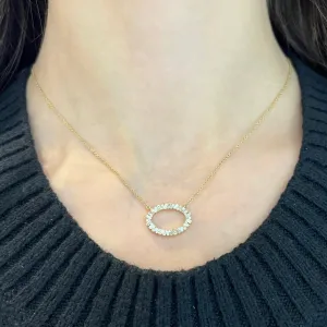 14K GOLD DIAMOND BAGUETTE OVAL NECKLACE