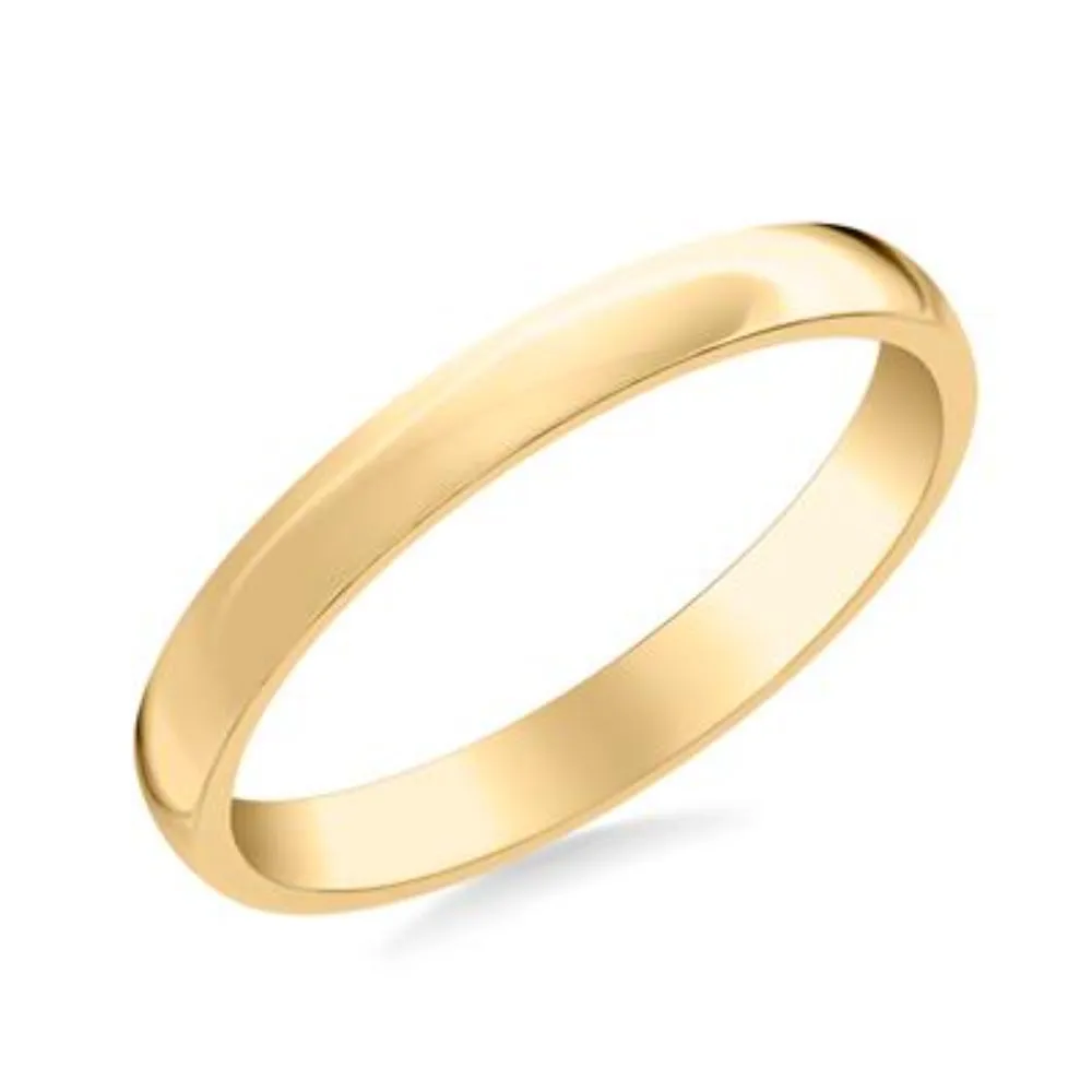 14k Gold European Fit Polished Wedding Band 3mm