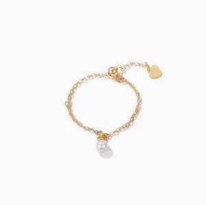 14K Gold Plated Pearl Chain Ring