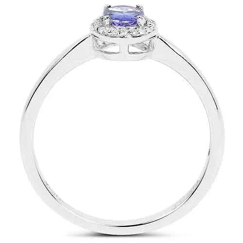 14K White Gold Tanzanite and Diamond Ladies Ring