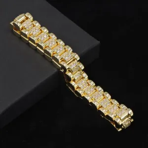 14mm Gold Filled Bonded Presidential Link Bracelet 8/9 Inch