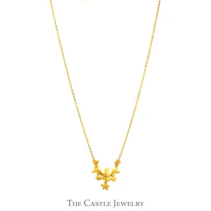 18 Inch Flower Cluster Drop Necklace in 24k Yellow Gold