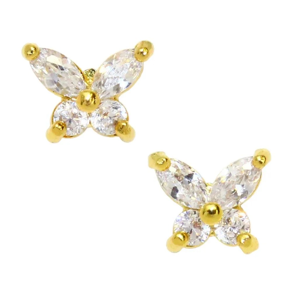 18K Gold Post Butterfly Studs