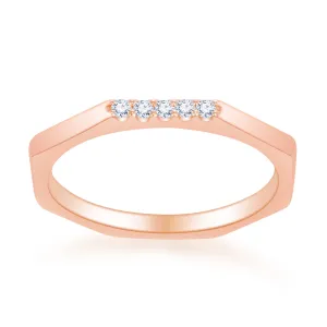 18K Rose Gold Geometric Diamond Ring