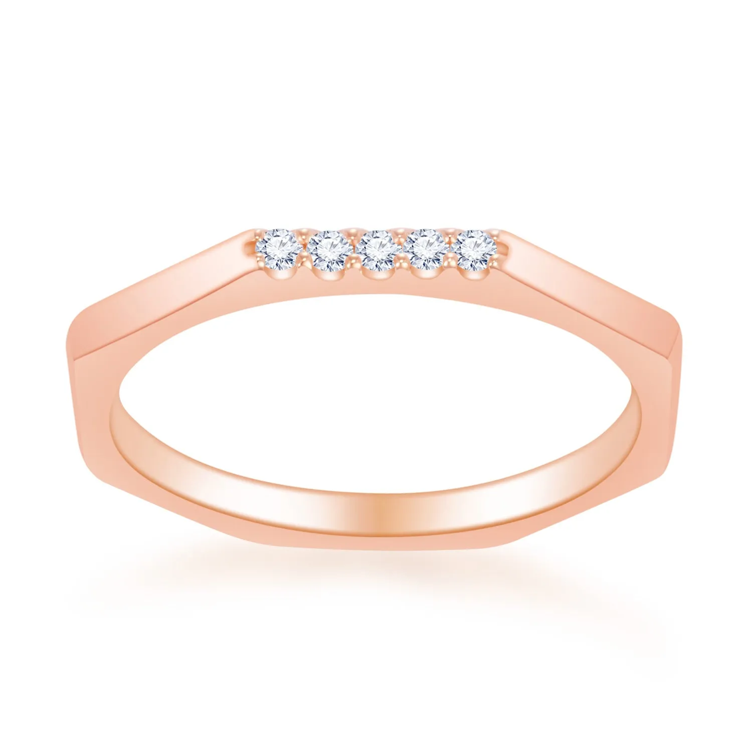 18K Rose Gold Geometric Diamond Ring