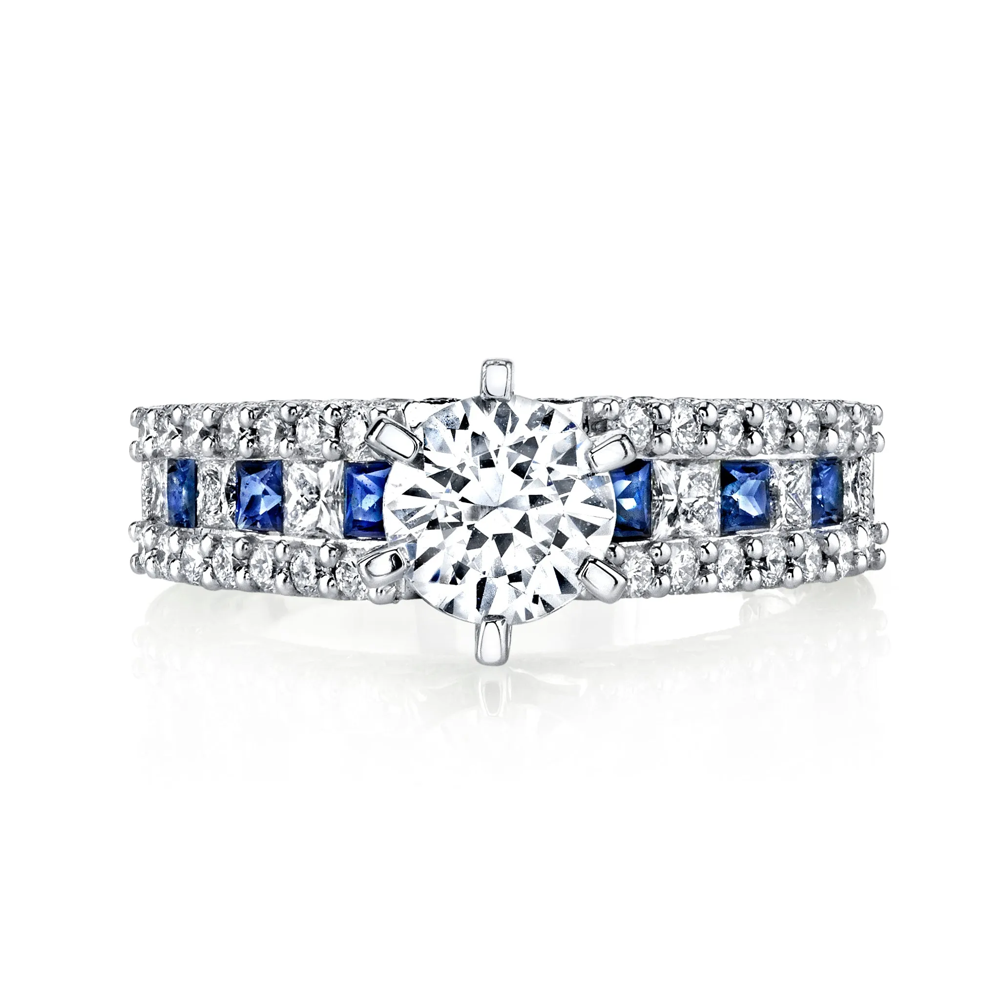 18K White Gold Diamond And Sapphire Engagement Ring