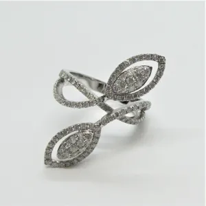 18K White Gold Leaf Diamond Ring