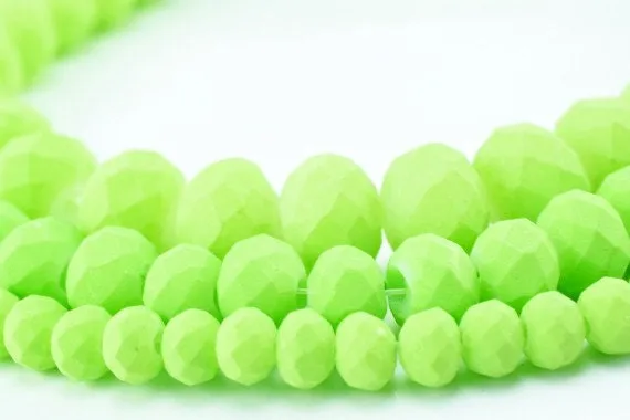 3 Strands Matte Glass Beads Donut Rondelle Faceted Jewelry Decoration Chandelier 3x4mm/4x6mm/6x8mm 3 Sizes Group 60 PCs ea Item#789222042837