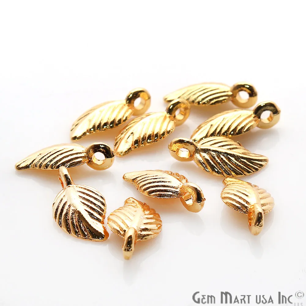 5pc Lot Leaf Shape Gold Plated 15x8mm Filigree Finding Charm Connector