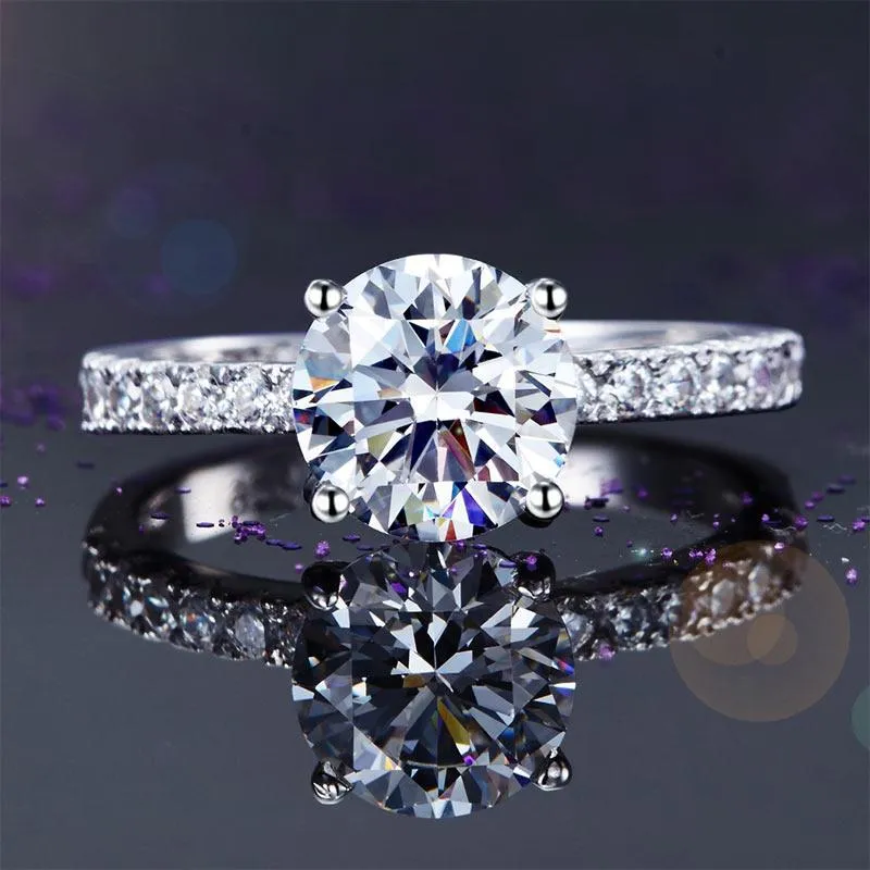 925 Sterling Silver Bridal Engagement Ring 2 Carat Created Zirconia Jewelry MXFR8212