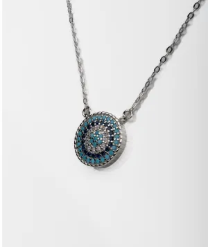 .925 Sterling Silver Eye Can't Even Crystal Necklace