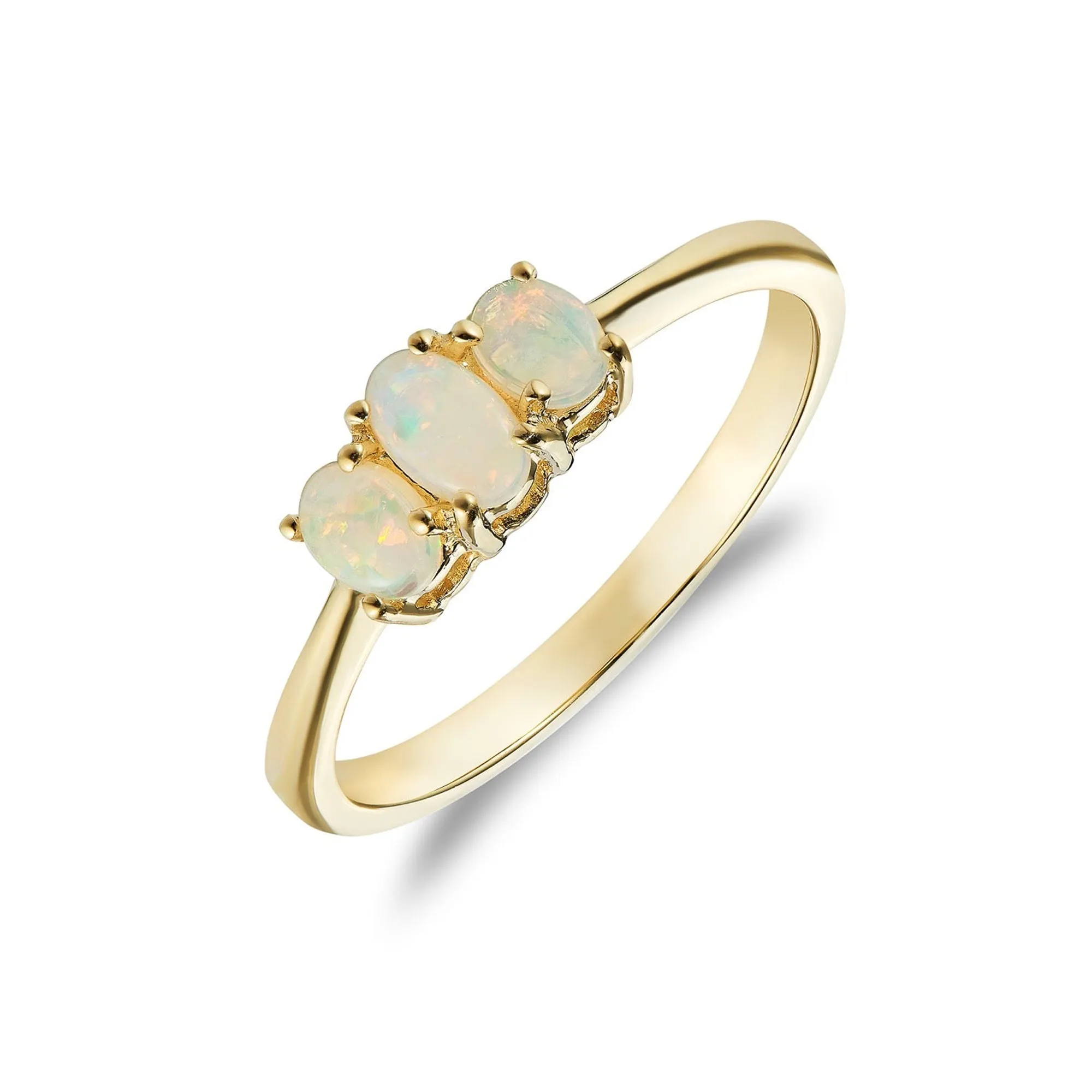 9ct Yellow Gold Opal Trilogy Ring 0.28ct