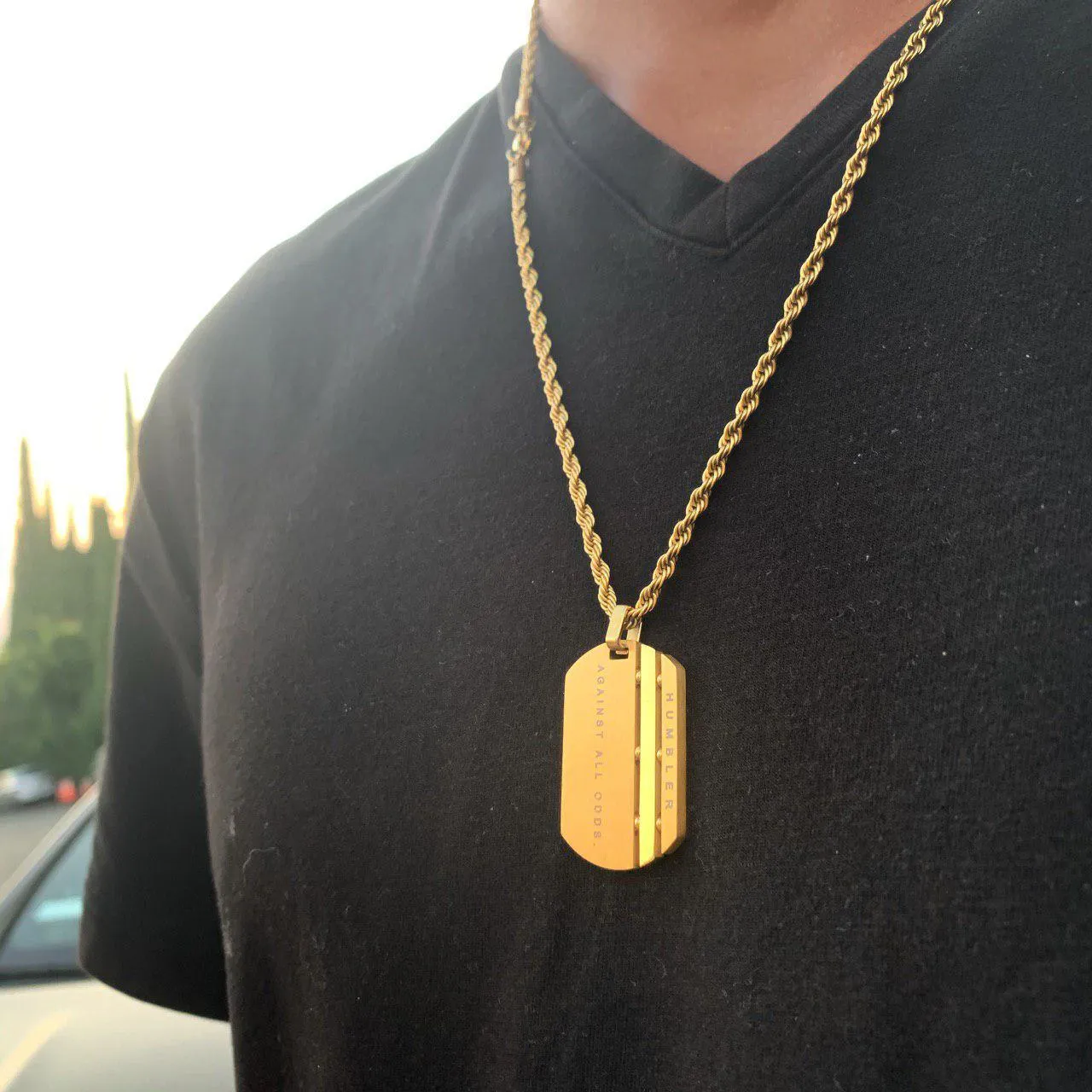 'Against All Odds' Dog Tag ( Gold )