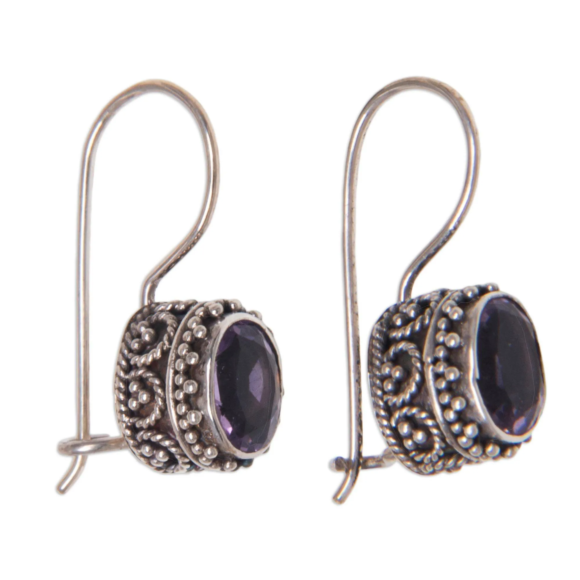 Amethyst & Sterling Silver Drop Earrings