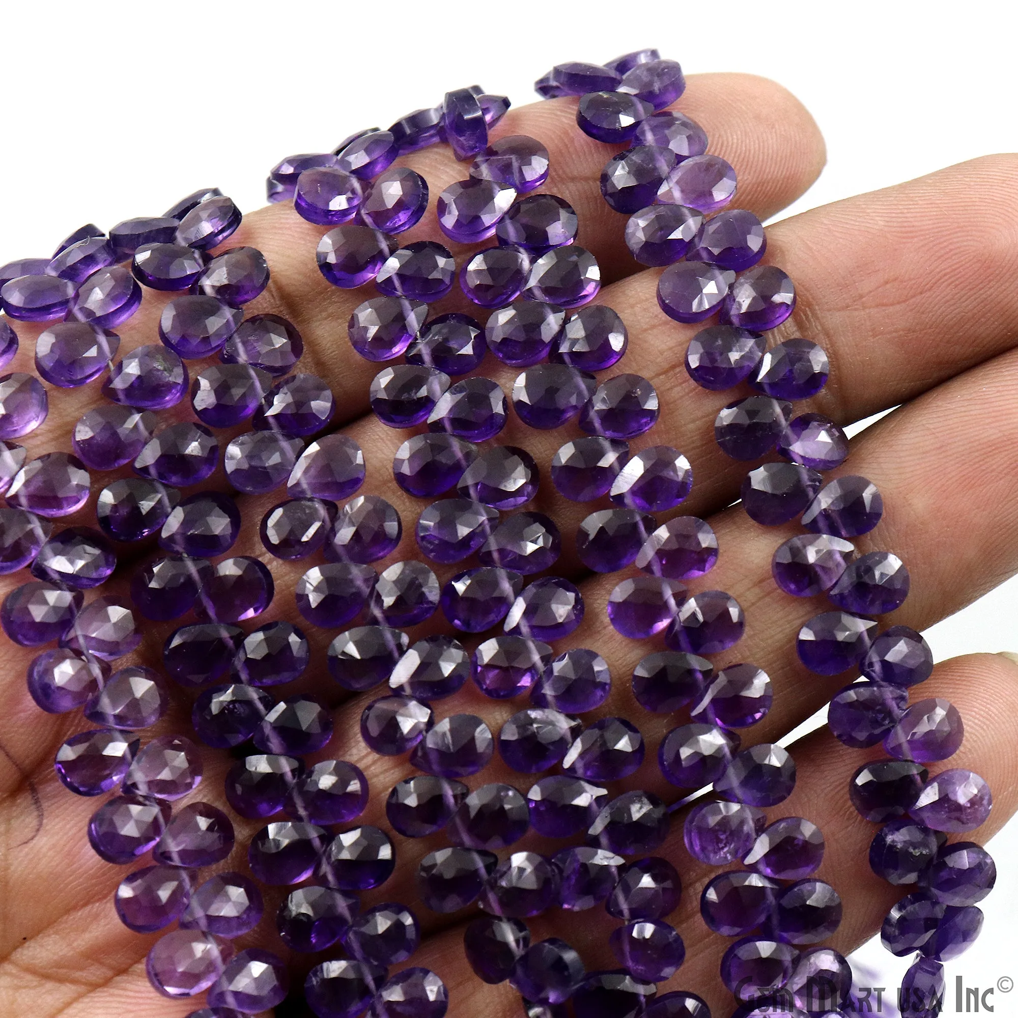 Amethyst Pears Beads, 9 Inch Gemstone Strands, Drilled Strung Briolette Beads, Pears Shape, 6x4mm