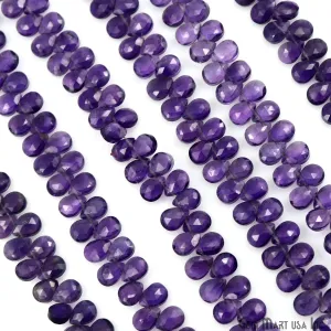 Amethyst Pears Beads, 9 Inch Gemstone Strands, Drilled Strung Briolette Beads, Pears Shape, 6x4mm