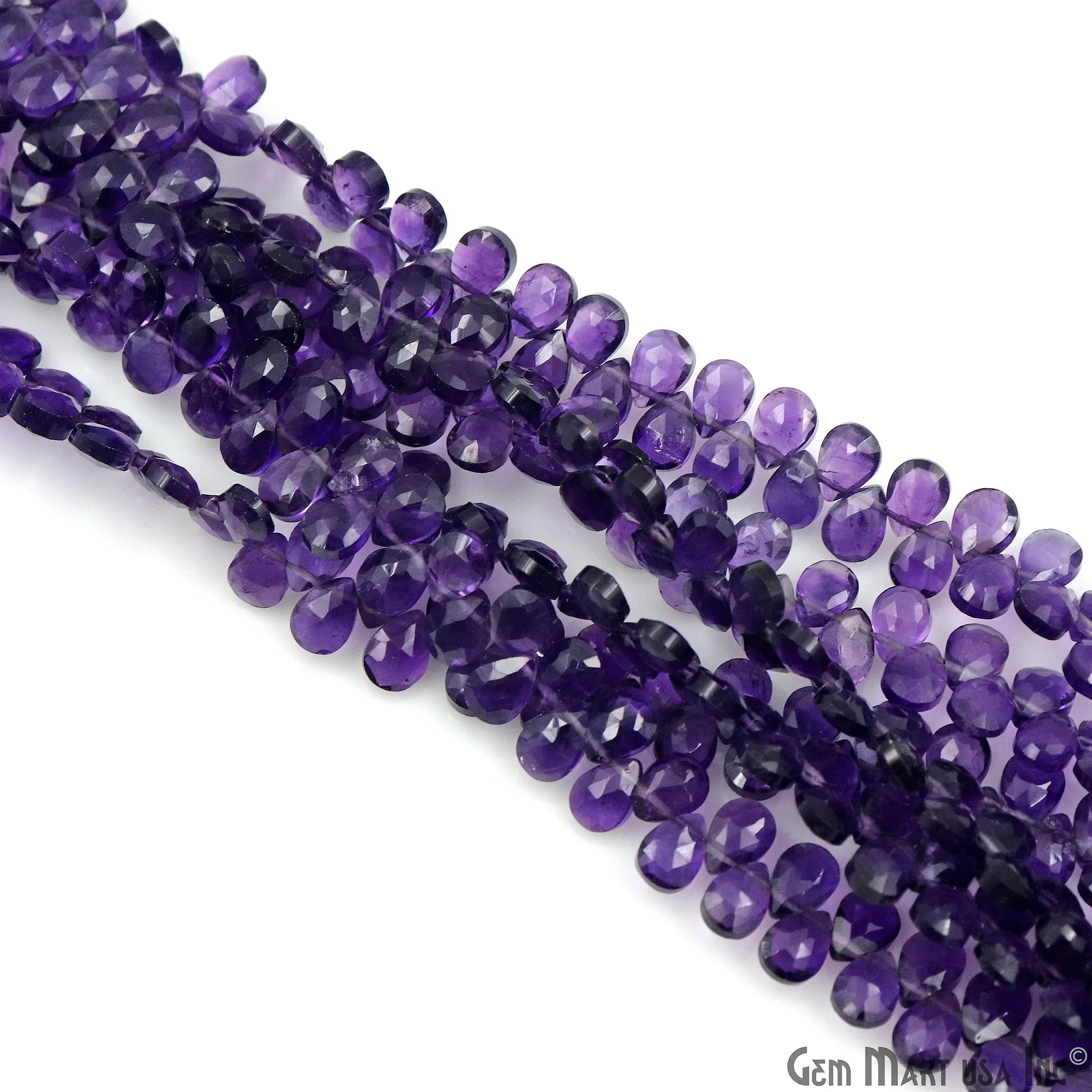 Amethyst Pears Beads, 9 Inch Gemstone Strands, Drilled Strung Briolette Beads, Pears Shape, 6x4mm