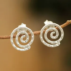 Andean Cosmos Sterling Button Earrings