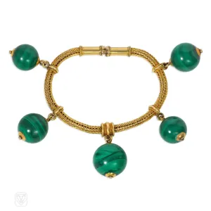 Antique gold and malachite archaeological revival bracelet