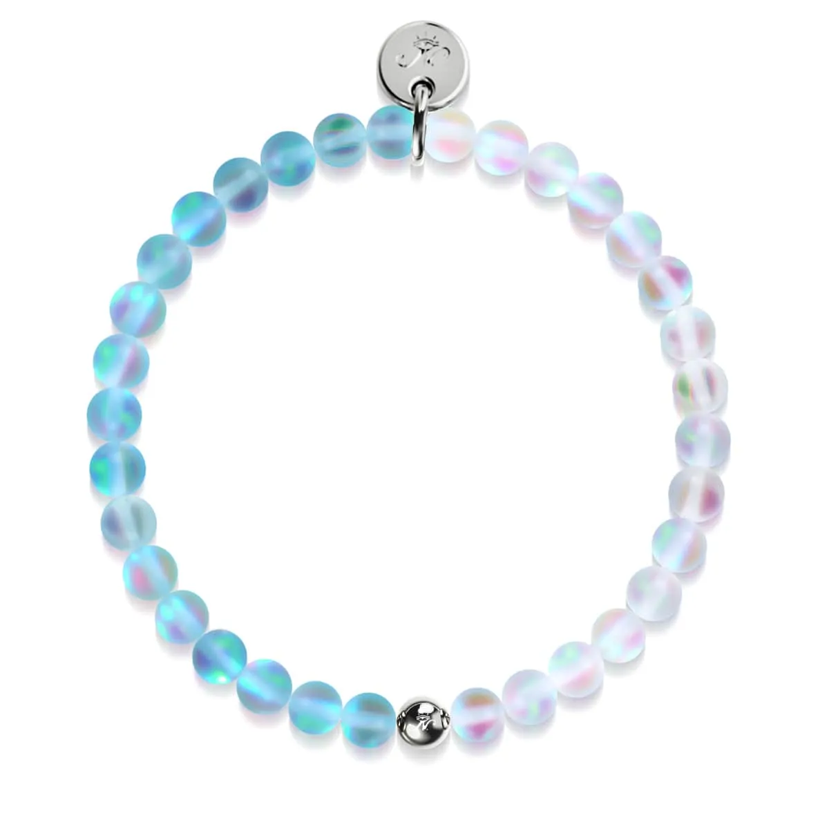 Aquamarine & White | Silver | Mermaid Glass Bead Bracelet