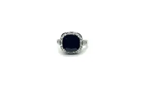 Beautiful Women’s Diamond & Large Dark Garnet Ring