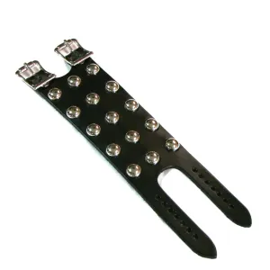 Black Leather Bracelet w/ 3 Rows of Silver Dome Studs