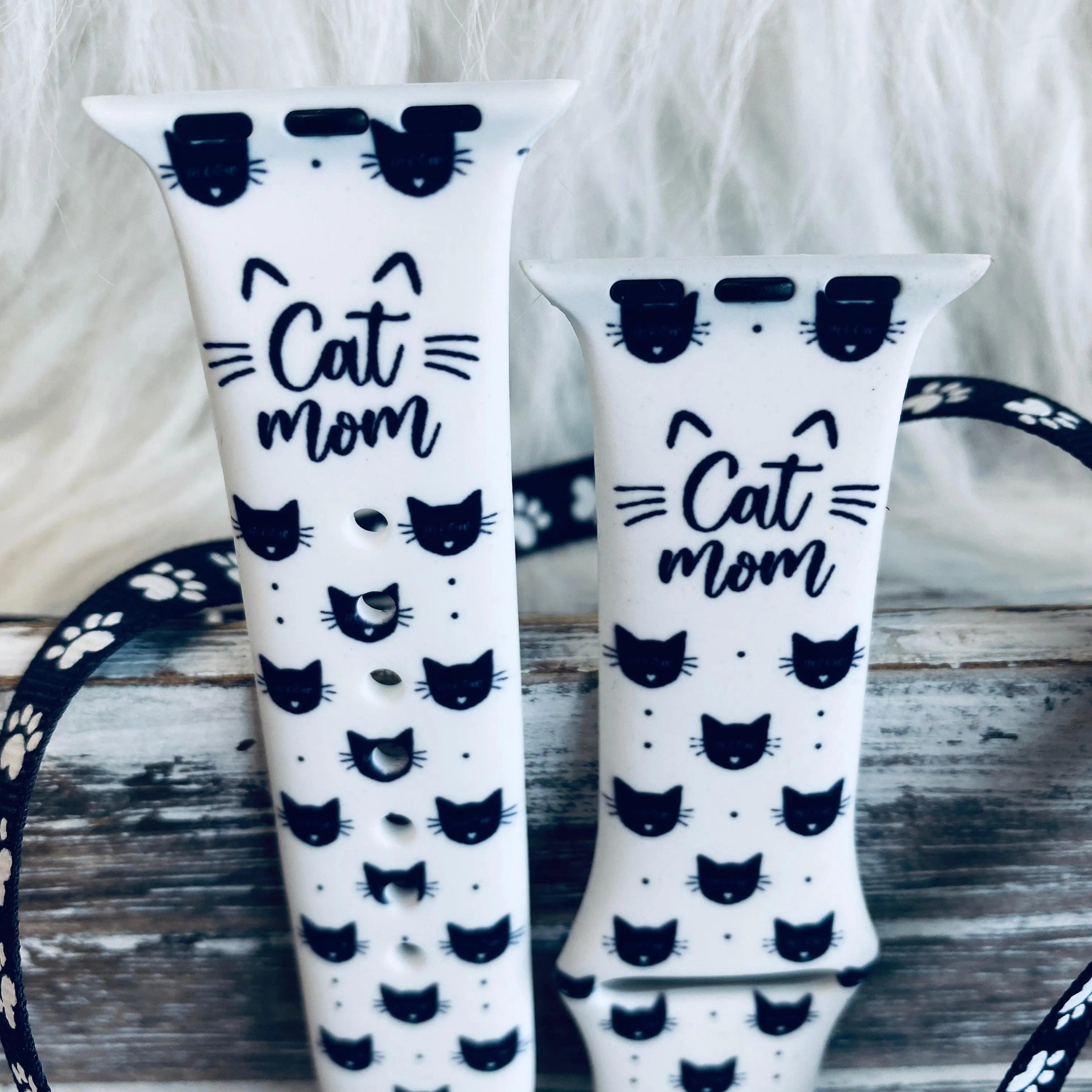 Cat Mom Print Silicone Band For Apple Watch