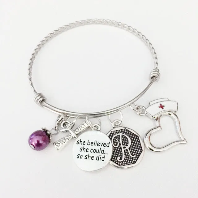 Charm bracelets/she believed she could nursing/nursing graduate gift