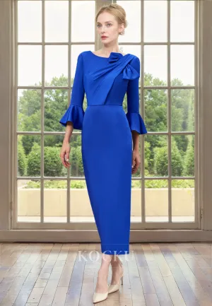 Chic & Modern Long sleeves Sheath Cocktail Mother of the Bride Dress With Flower