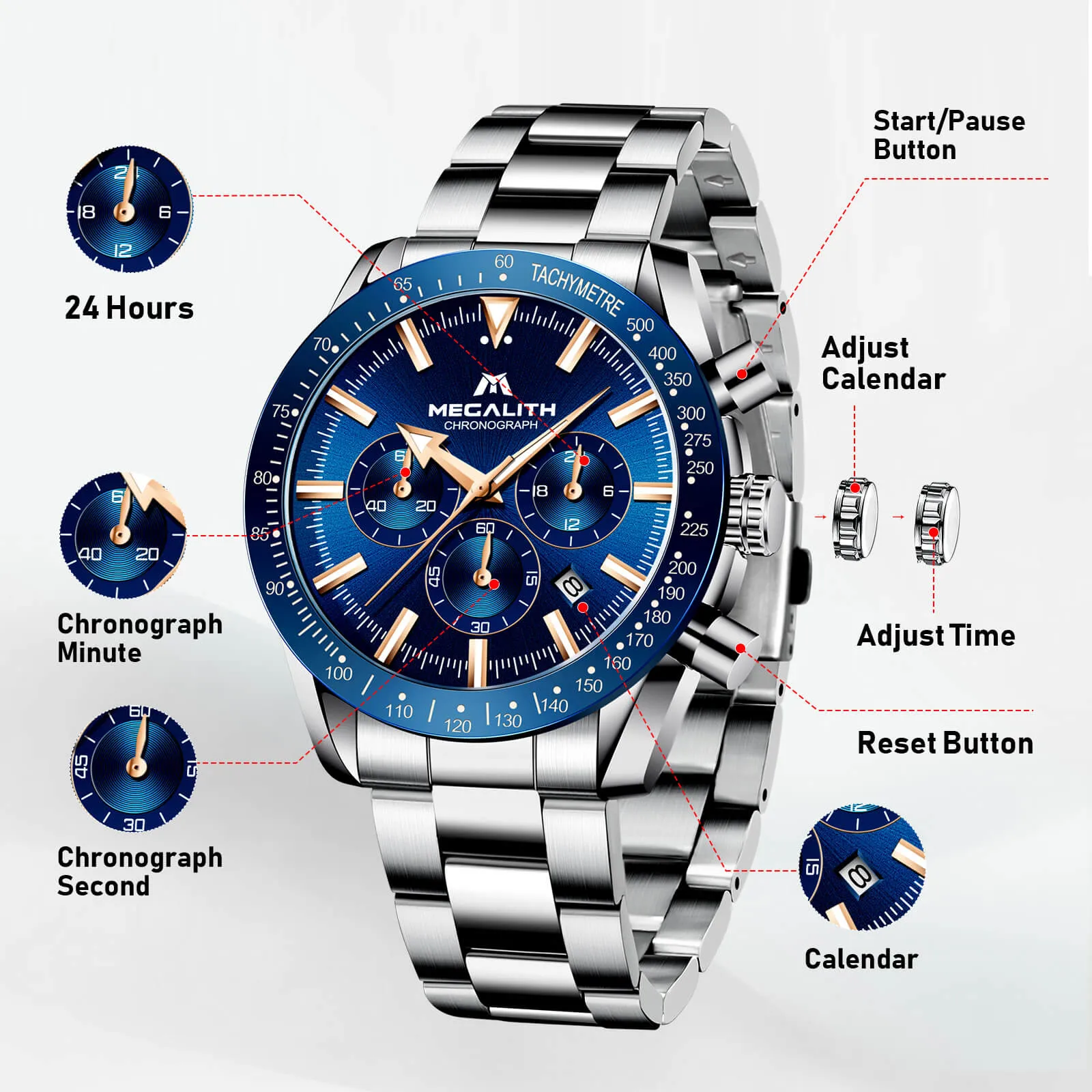 Chronograph Watch | Stainless Steel Band | 8271M