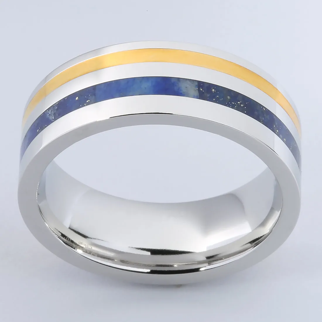 Cobalt Lapis Lazuli Wedding Ring Flat 8mm