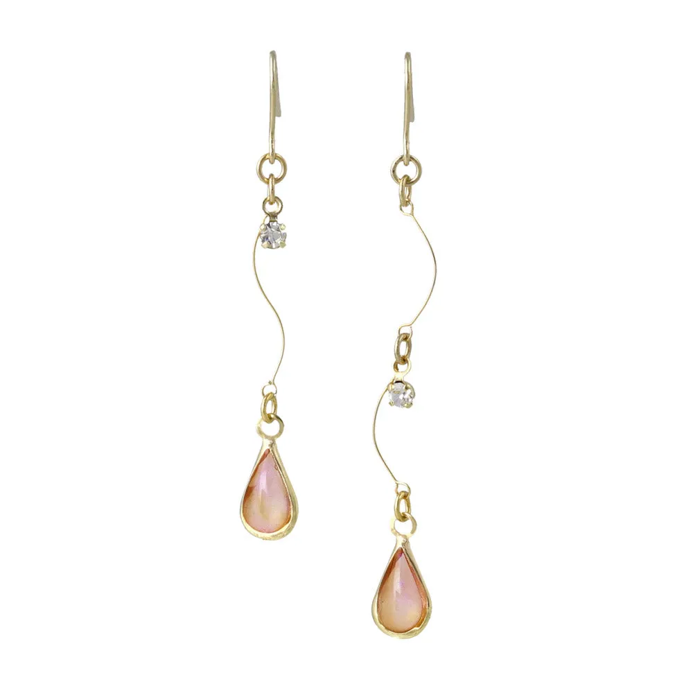 Color Teardrop Mismatched Linear Earrings