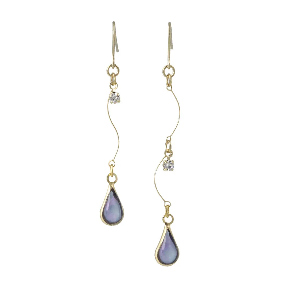 Color Teardrop Mismatched Linear Earrings