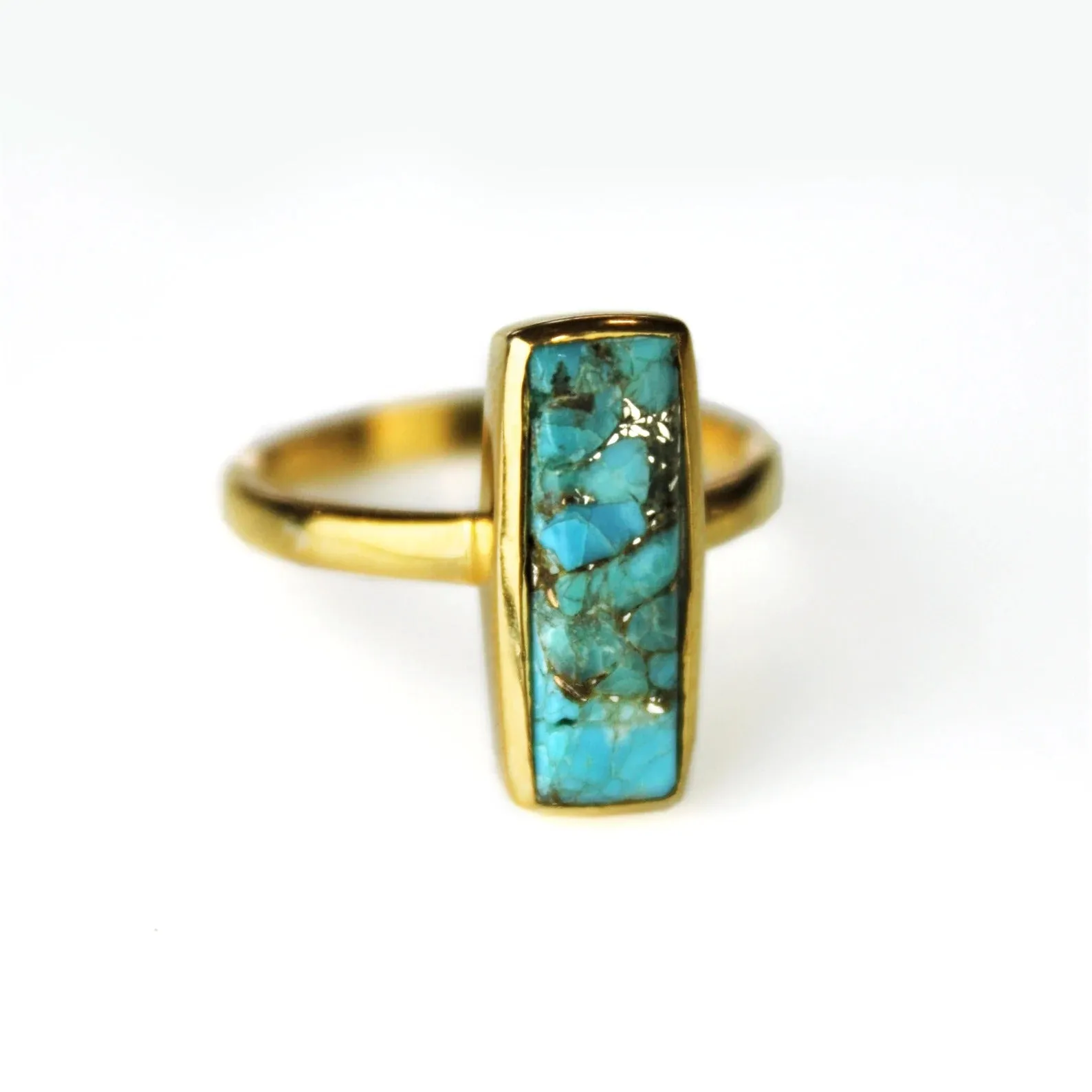 Copper Turquoise Bar Ring : December Birthstone