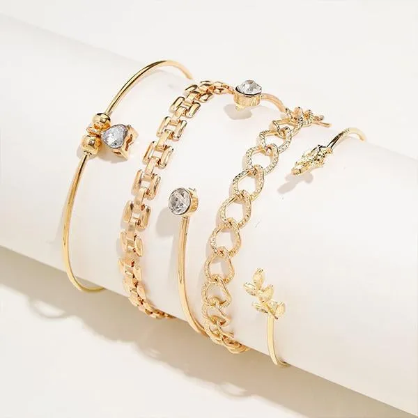 Diamond Butterfly Heart Pearl Multilayer Bracelet 22844937C