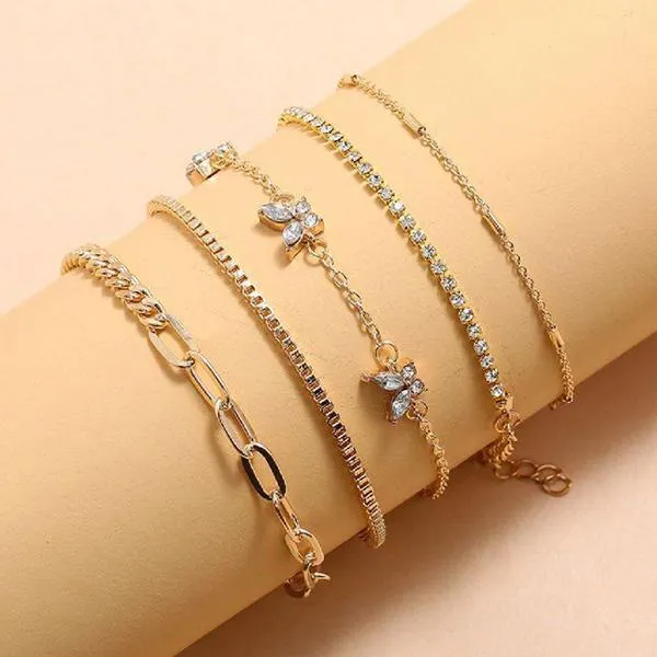 Diamond Butterfly Heart Pearl Multilayer Bracelet 22844937C