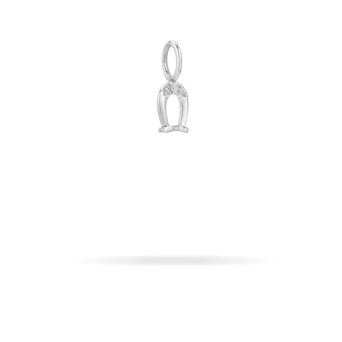 Diamond Horseshoe Mini Bead Charm in Sterling Silver