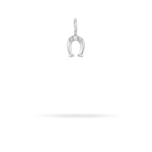 Diamond Horseshoe Mini Bead Charm in Sterling Silver