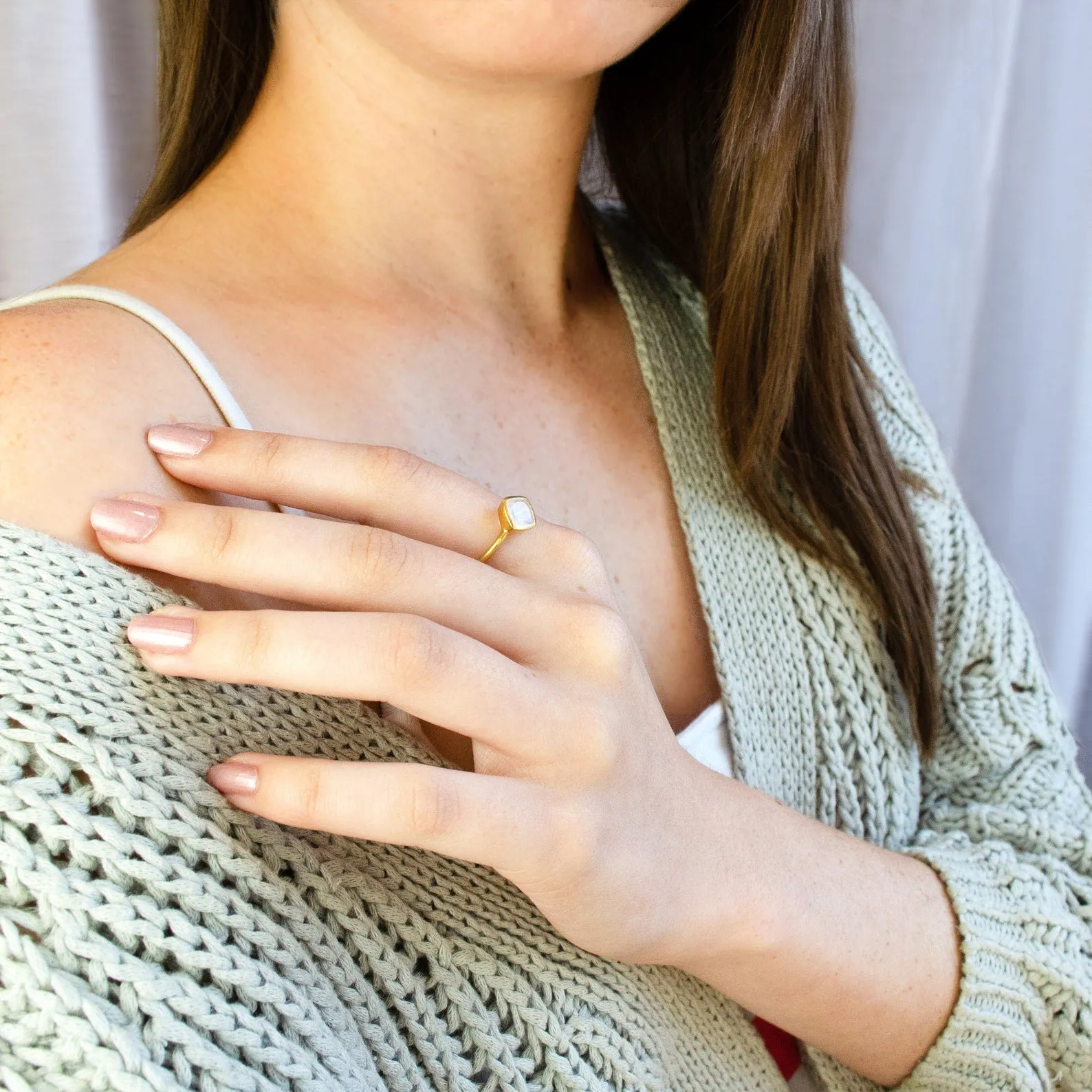 Diamond Shape Peridot Stacking Ring • August Birthstone