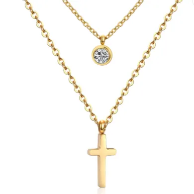 Double Layer Cross Necklace