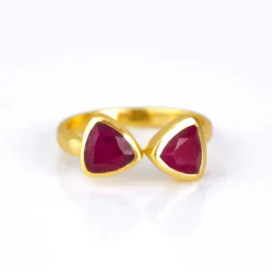 Dyed Ruby Adjustable Bow Tie Triangle Ring