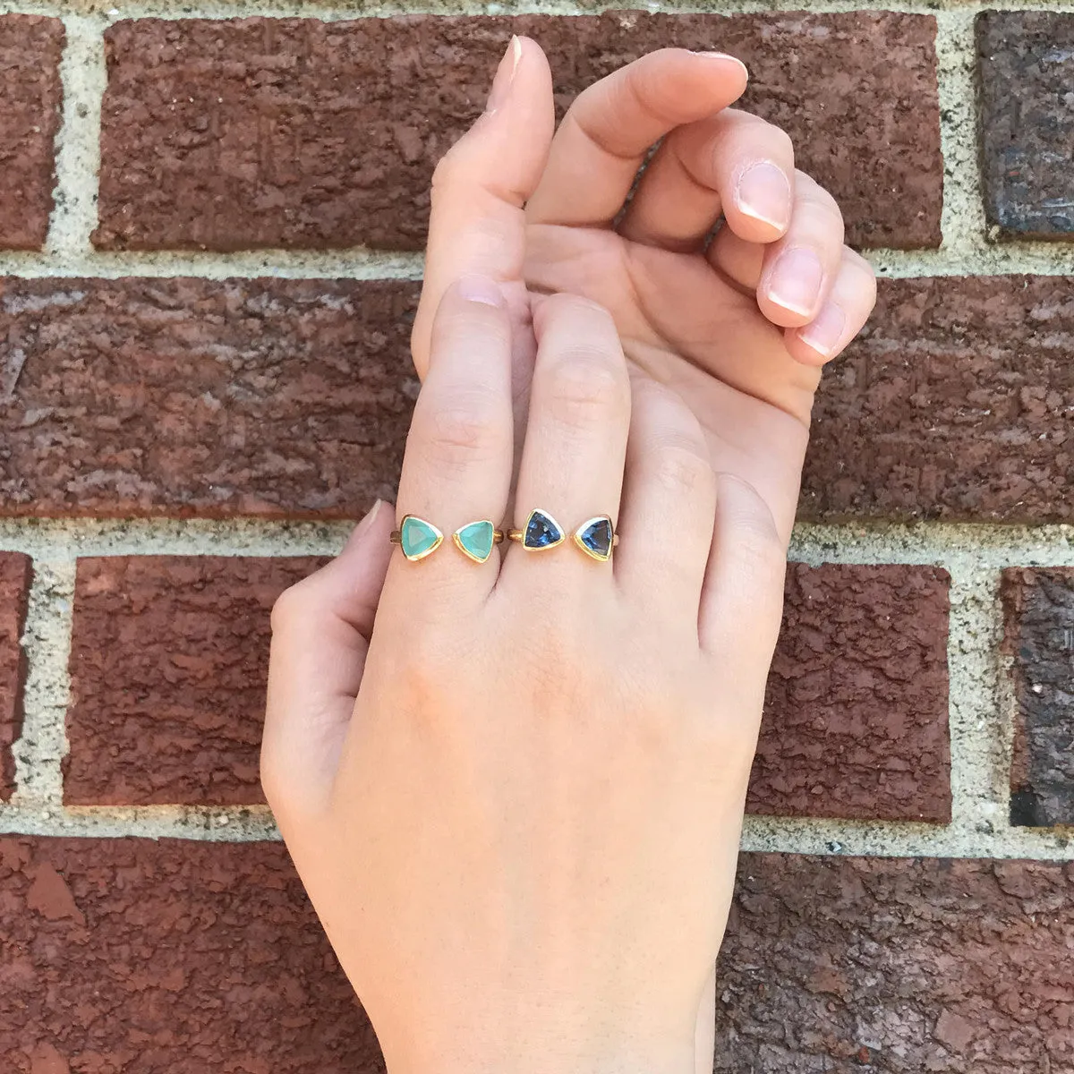 Dyed Ruby Adjustable Bow Tie Triangle Ring